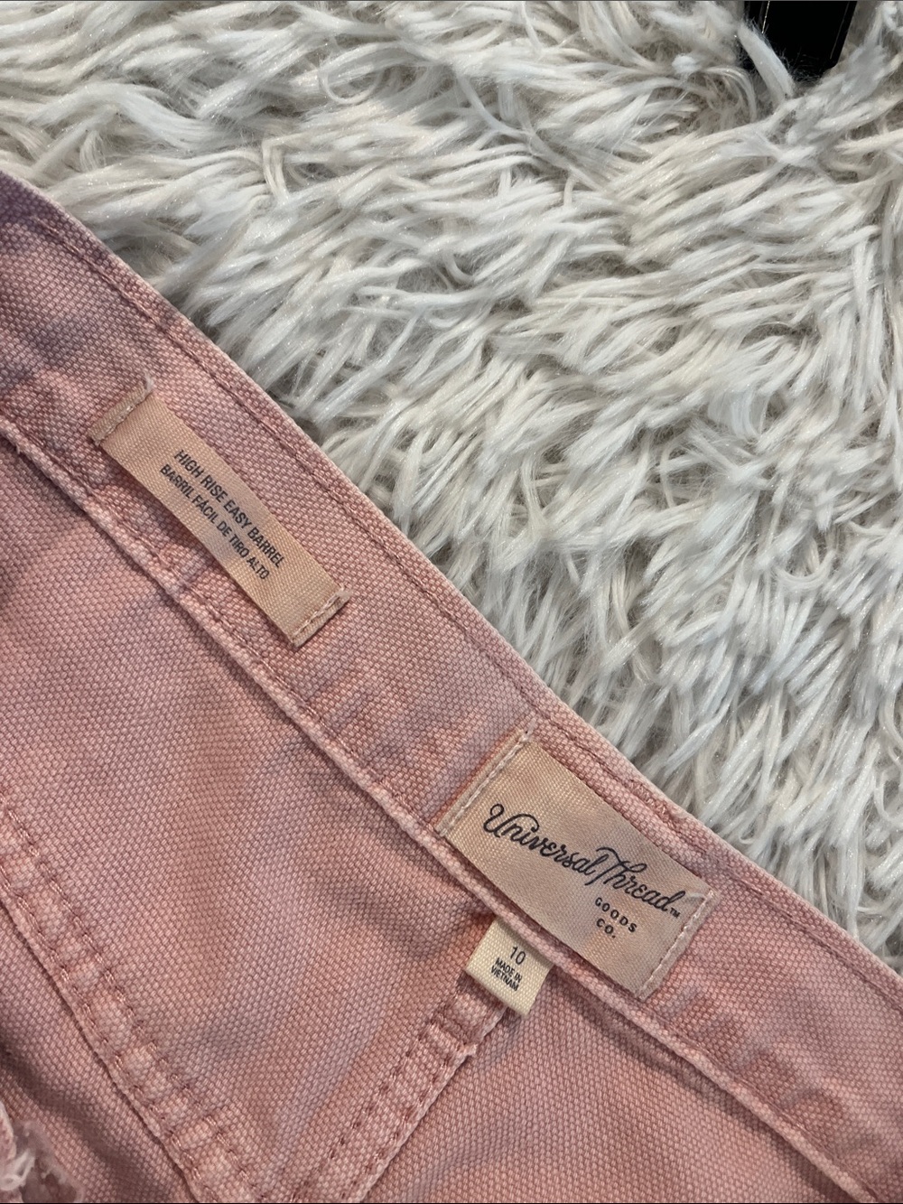 Universal Thread High-Rise Utility Barrel Jean pink see white spots/blotches 10 - Picture 6 of 7